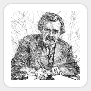 G. K. CHESTERTON ink portrait.1 Sticker